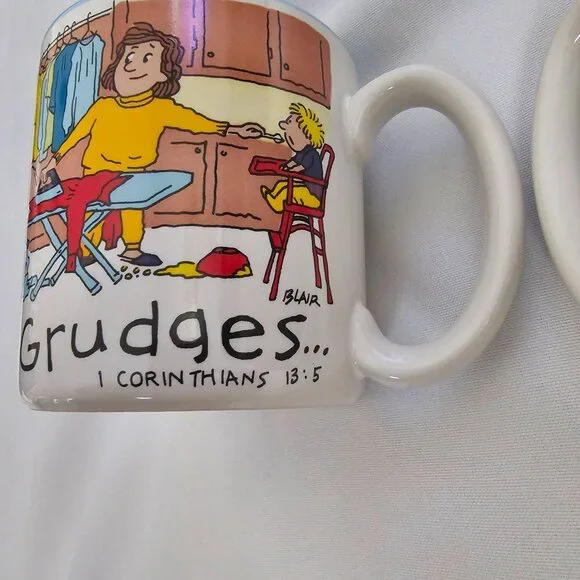 Potpourri Press 1 Corinthians 13:4-5 Love Does Not Hold Grudges Vintage Mug Set - Picture 9 of 16